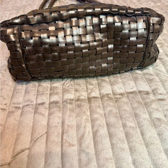 Nine West Metallic “Vegan Leather” Woven Shoulder Bag - Picture 9 of 14